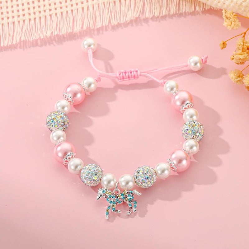 VULETO Axolotl/Horse Bracelet Gifts for Girls Women, Charm Pearl Beads Cute Stuff Valentines Birthday Jewelry for Kids Teens - Image 2